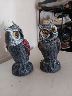 10" Standing Owls To Scare Away Birds