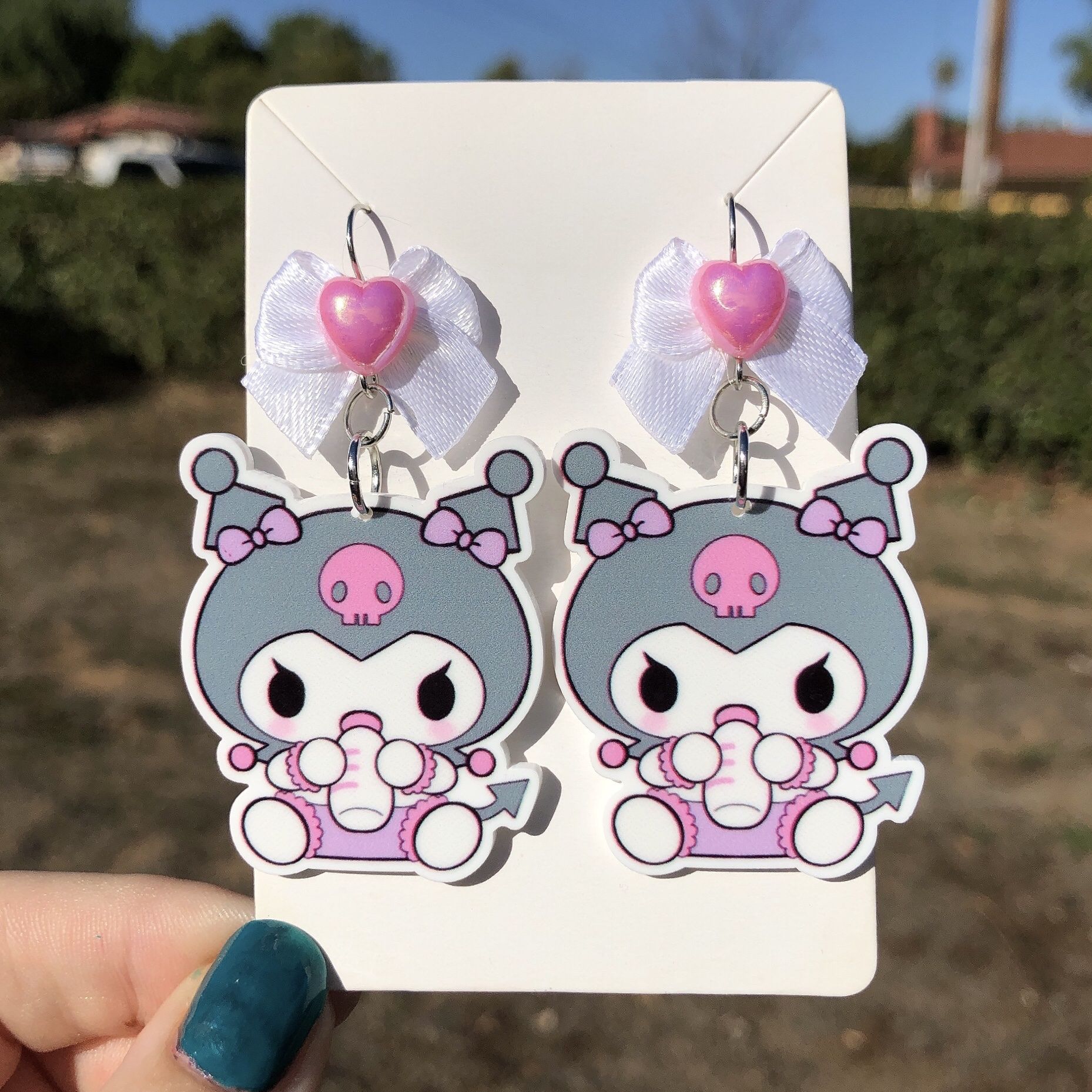 Baby Kuromi Earrings With Bows