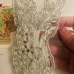LARGE 2pc Pretty Floral Stag Die Cut
