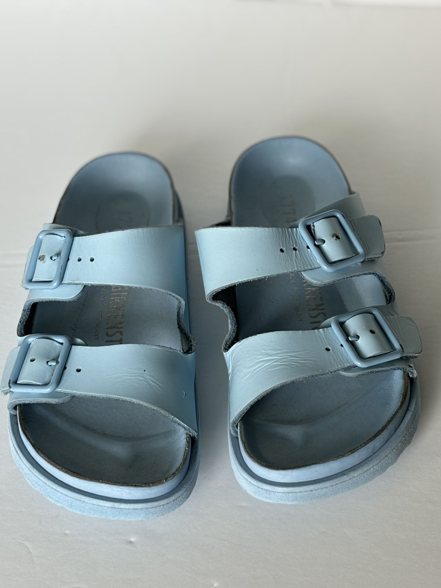 BIRKENSTOCK, SKY BLUE  DOUBLE STRAP SANDALS SIZE 36