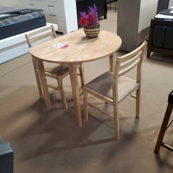 3pc Standard Height Dining Set With Drop Down Leaf Options 