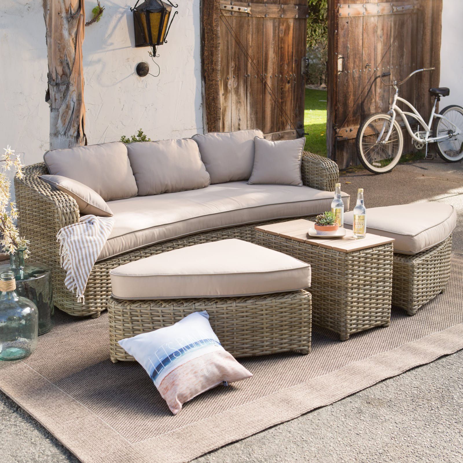 Gorgeous high quality wicker All Weather Wicker Sofa Daybed Sectional Set this set comes already assembled just open and enjoy
