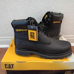 Cat leather safety toe work boots men's size 12