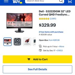 💥💥2  Brand New Dell 32’ Curved Gaming Monitor💥💥
