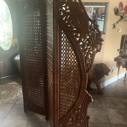 Heavy Custom Made Handcrafted Wood Room Divider Screen