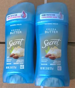 (2) Secret Fresh Antiperspirant Deodorant for Women, Invisible Solid, Cocoa Butter, 2.6 oz