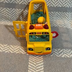 Fisher-Price Little People School Bus Musical Toddler Toy Vehicle with 2 Figures 