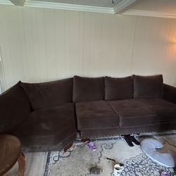 Chocolate Brown Sectional And Matching End Tables