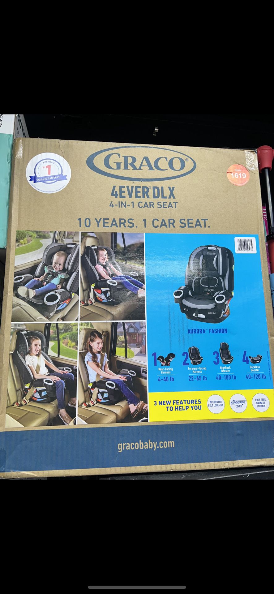 GRACO® 1619 4EVERDLX 4-IN-1 CAR SEAT 10 YEARS. 1 CAR SEAT.