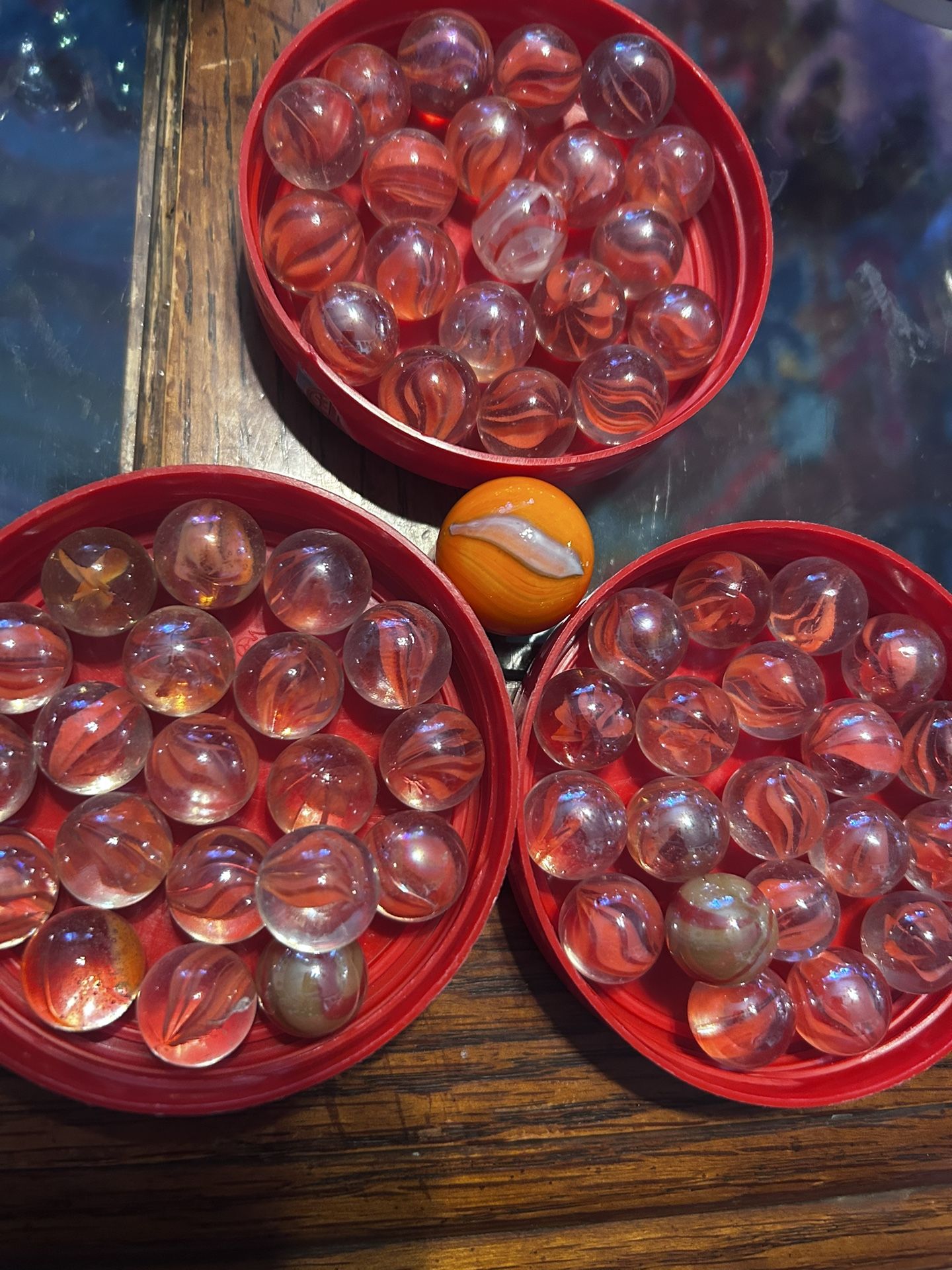 60 Orange Catseye Marbles & 1 Shooter