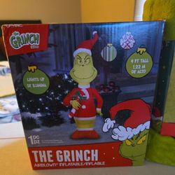 Airblown/ Inflatable Grinch AND Throw Blanket 