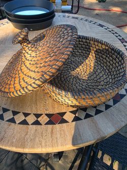 Decorative Woven Basket with Lid