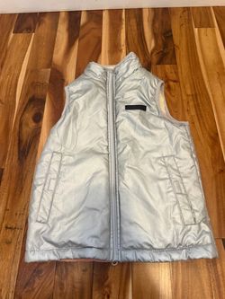 Silver Puffer Vest with Zip Front