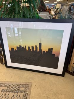 Framed NYC Skyline Sunset Art Print