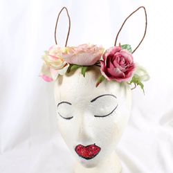 Romantic Rustic Floral Bunny Headdress Hair Accessory Wedding Spring Summer