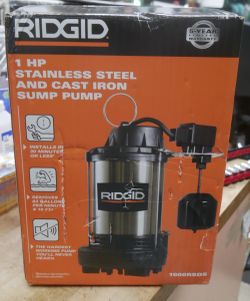 RIDGID 1 HP Stainless Steel Dual Suction Sump Pump 1000RSDS NEW!.