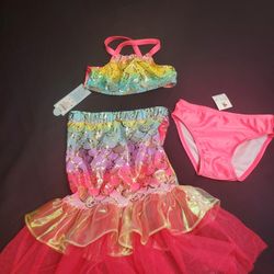 Cat & Jack Girls Multi Color Pink Metallic 3pc Mermaid Outfit Size 2T/3T New