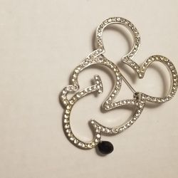 DISNEY RHINESTONE MICKEY HEAD SILHOUETTE BROOCH