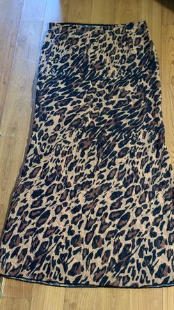 Unbranded Vintage Sheer Chiffon Leopard Print Maxi Skirt Side Zipper Y2K