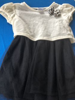 Healthtex black and beige dress with leopard bow 4T