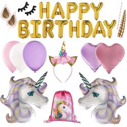 Girls Birthday Unicorn Party Supplies Set and Decorations — NEW  