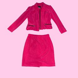 Magenta Y2k 2 Piece Blazer Skirt Suit  By Positive Attitude