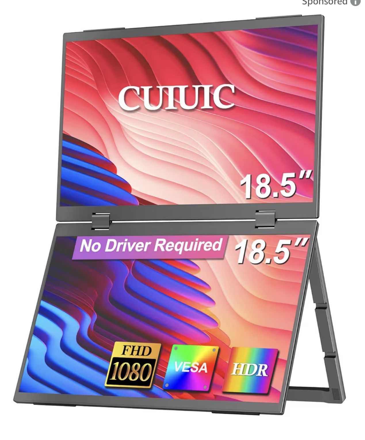 Dual Portable Monitor, 18.5" 1080P FHD