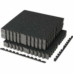 Mikolo Puzzle Exercise Mats, 0.56" Thick 48 Sqft 12pcs Rubber Top High Density EVA Foam Home Gym Floor Mats