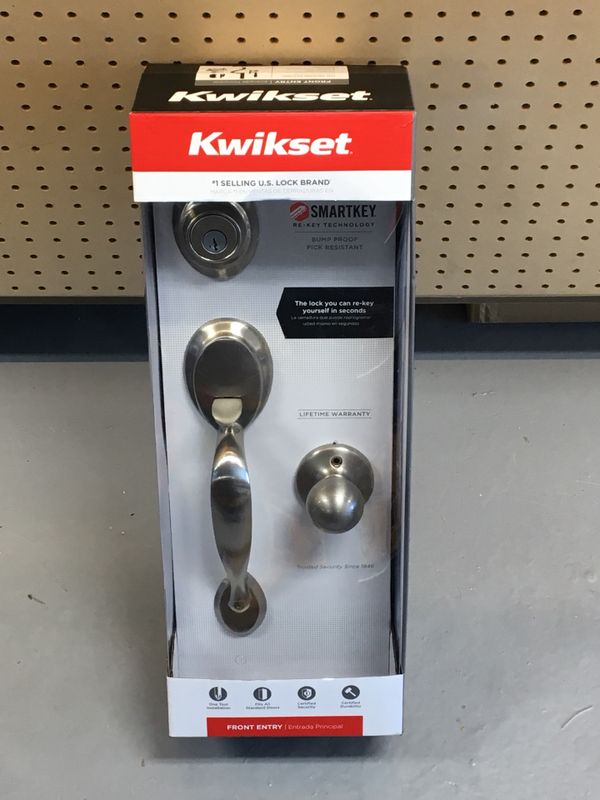 NEW Kwikset Dakota Satin Nickel Single Cylinder Door Handleset with