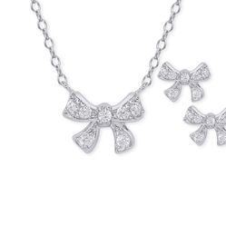 Jasco Childrens Sterling Silver Cubic Zirconia Bow