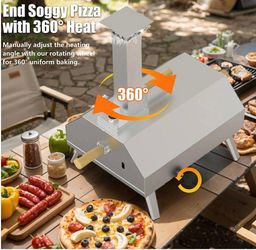 Outdoor Rotatable Portable Wood Fired Pellet Pizza Ovens w/Foldable Legs and Carryhandle $90
