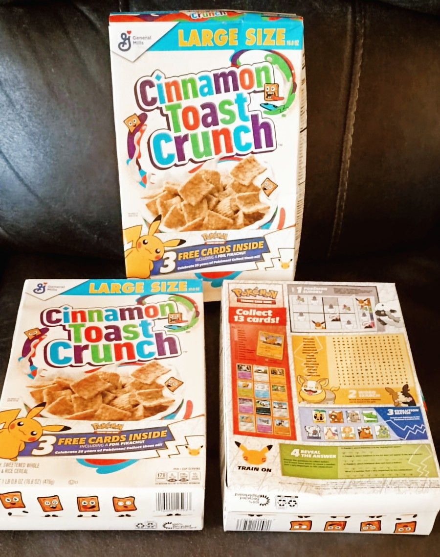 Pokemon Cinnamon Toast Crunch, Limited Edition Box, 3 Cards Inside, Pikachu Foil $20 Each