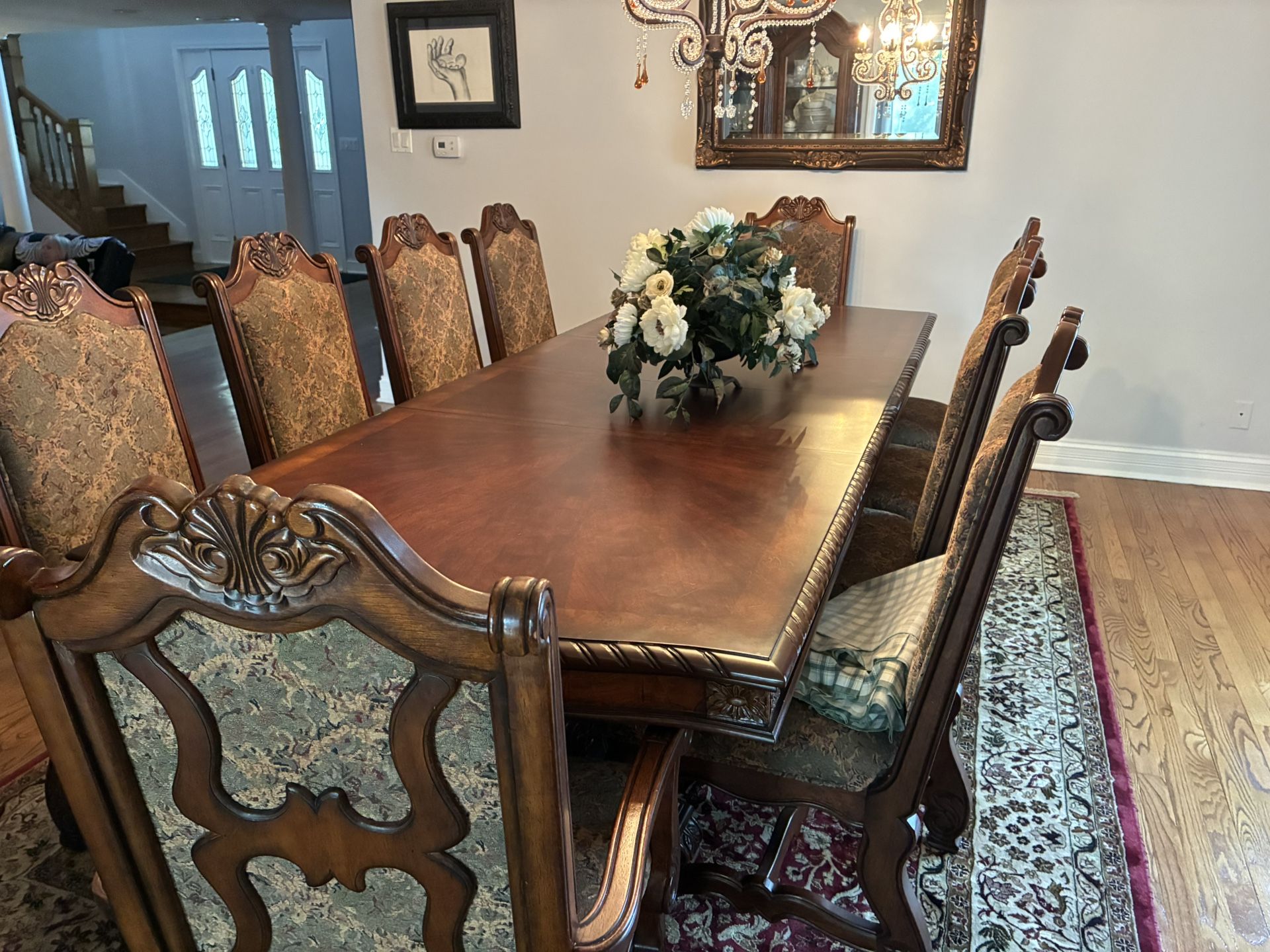 Oversized Oak Table Wood 10 Chairs Like Noon $4000
