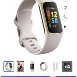 Fitbit Charge 5 Fitness Tracker -Lunar White/Soft Gold Stainless Steel