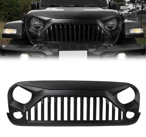 (New) Jeep Wrangler ABS Front Grille JK/JKU 2007-2018, Black (Anger)