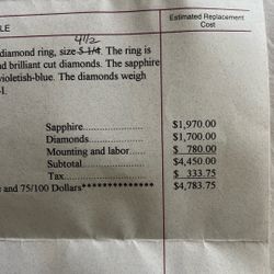 Size 4.5 Women’s White Gold Diamond And Sapphire Ring