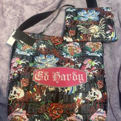 Ed Hardy, Medium Sized, Black, Tote Bag