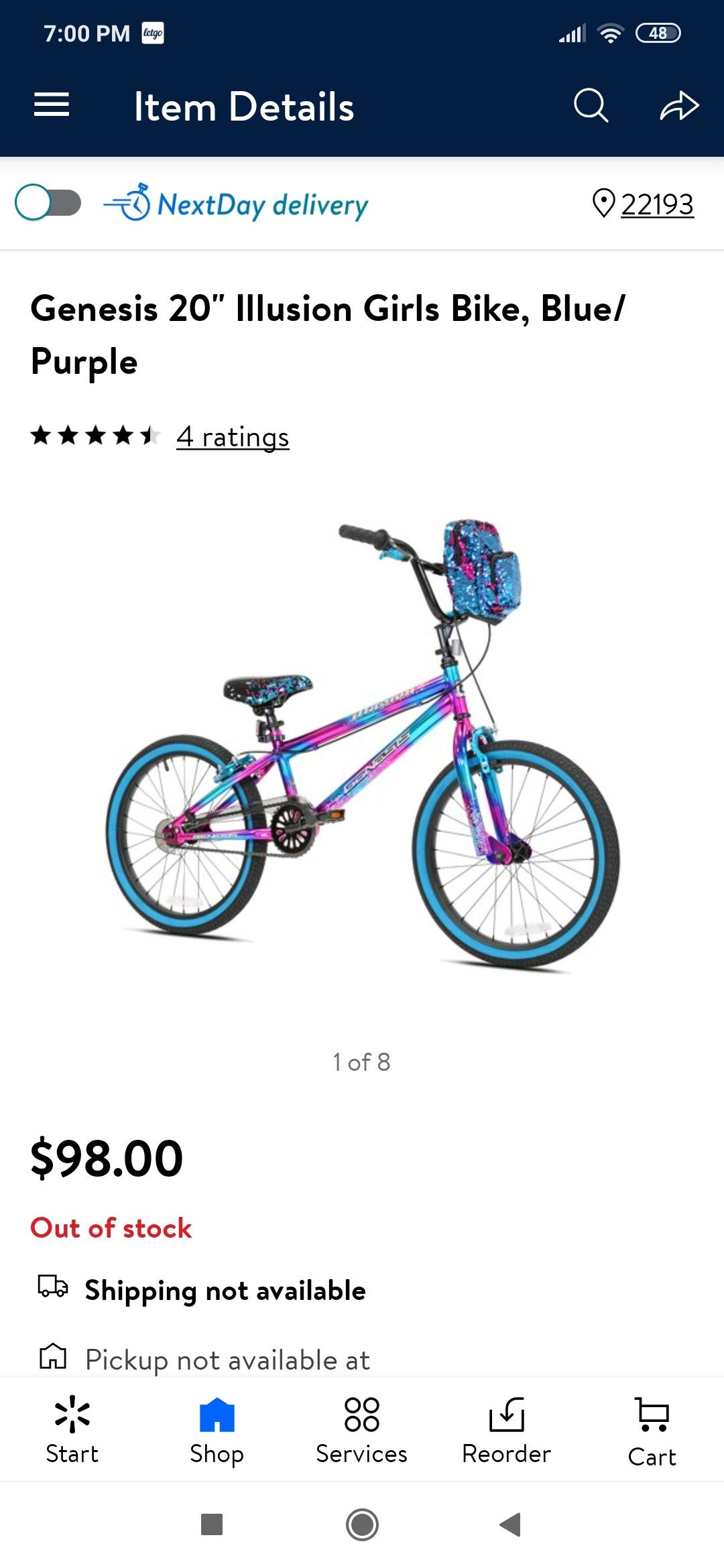 Genesis 20" lllusion Girls Bike, Blue/ Purple