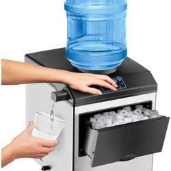 Ice Maker with Water Dispenser, 2 in 1 Countertop Ice Maker with 5 lbs Storage Basket