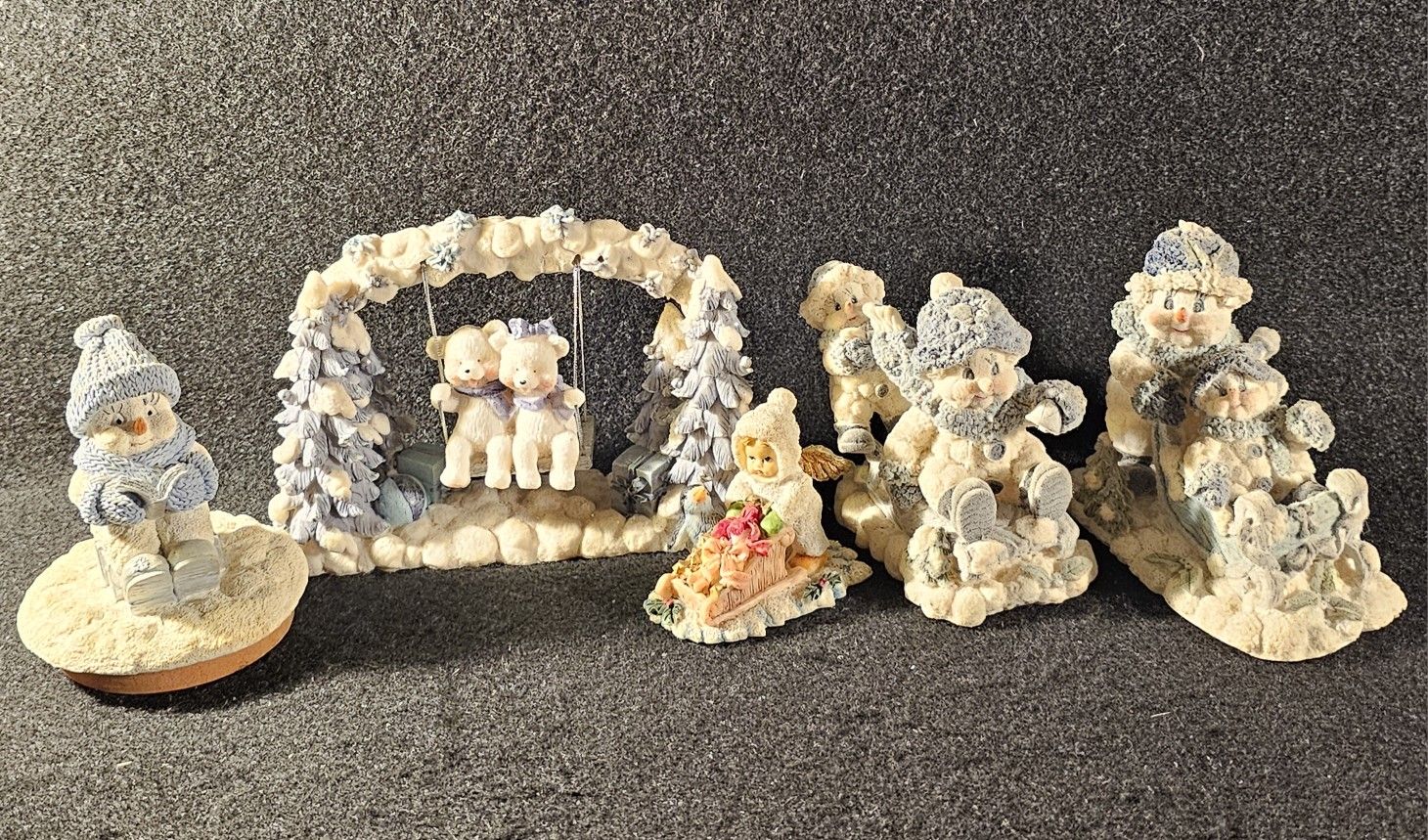 Lot Of 5 Vintage Winter Figurines Each 4"-5" Tall, 3"-6" Wide. Marked For Quick Sale!