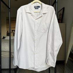 Polo Ralph Lauren Bonnard Shirt Men's Large Beige Plaid Long Sleeve Vintage 90s