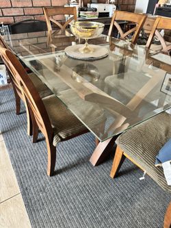 Glass Dining Table With Wooden Base