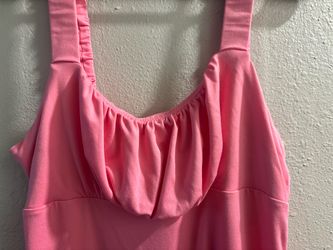 Pink Ruffle Neckline Sleeveless Top