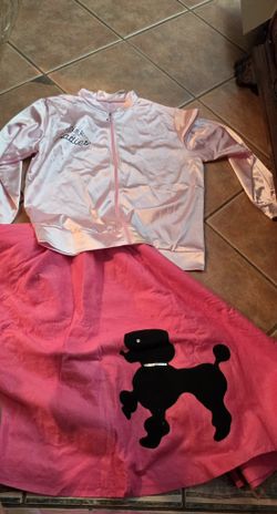 Grease Pink Ladies Costume Set - Satin Jacket Size M + Poodle Skirt - New With Tags
