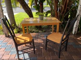 Solid Wood Table or Desk and 2 Chairs Set