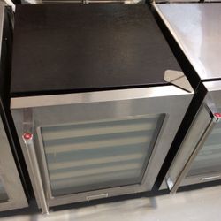 Kitchen Aid 24” Wine Cellar w/ Glass Door and Wood Front Racks 