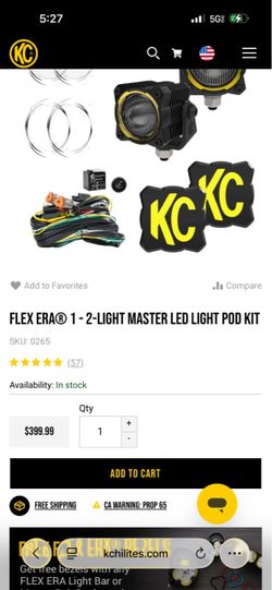 Kc flex era 1 - 2 light master led pod kit