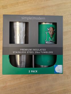 Marshall Thundering Herd Insulated 20oz Tumbler Glasses Mugs 2qty New