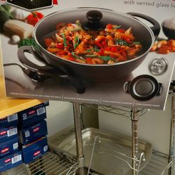 Parini Electric Wok Wit  Vented glass Lid Cover
