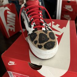 Customized Animal Print Platform Vans 